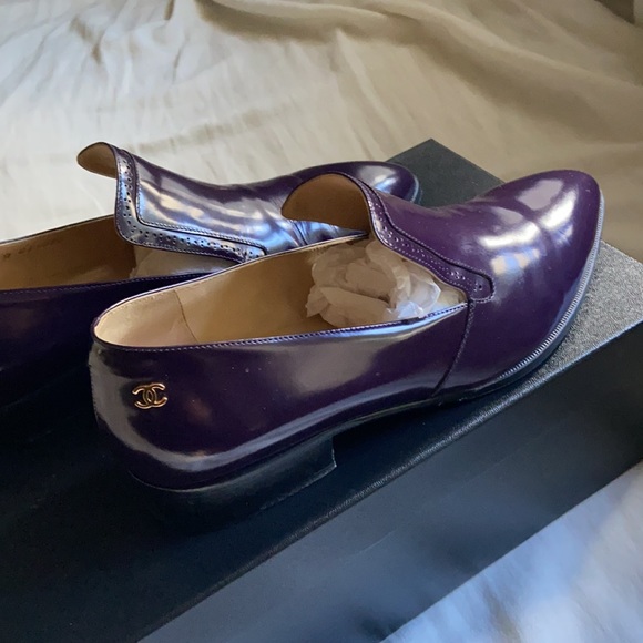 Chanel Dark Plum Calfskin Loafers I Size 7.5 - Picture 9 of 14